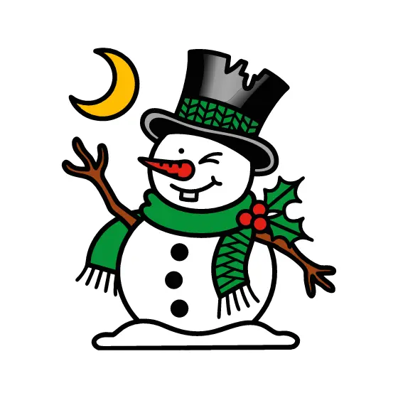Winking Snowman With Holly Sprig