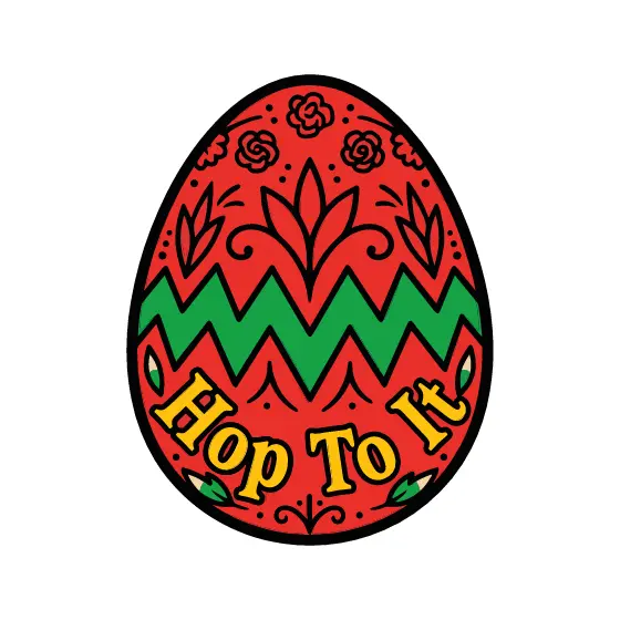 Red Painted Easter Egg With Hop To It