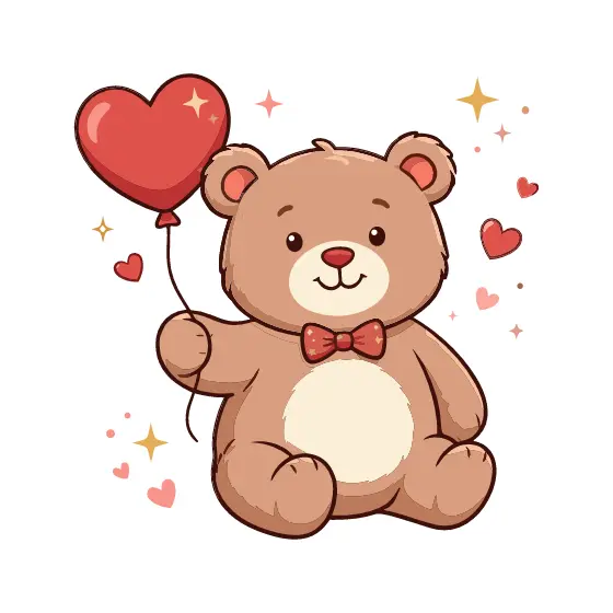 Teddy Bear Holding Heart Balloon