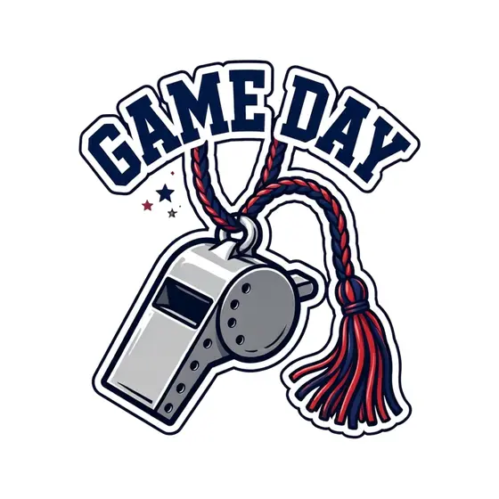 Game Day Whistle With Red Navy Tassel