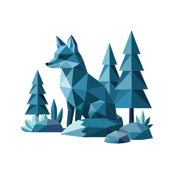 Low Poly Fox In Forest