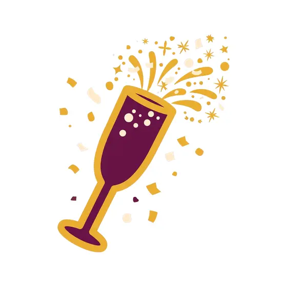 Plum Champagne Flute Tipped With Confetti