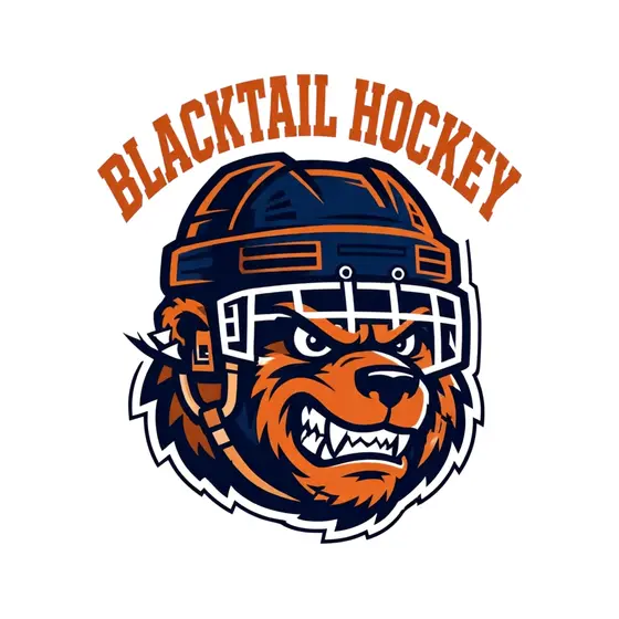 Side-Angle Orange Bear With Hockey Helmet