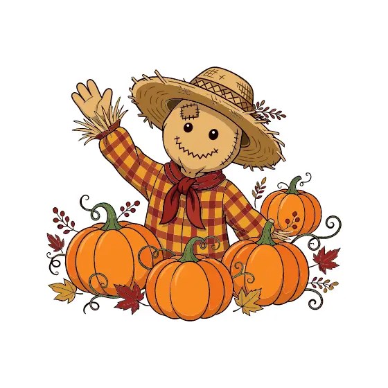 Waving Scarecrow With Red Bandana