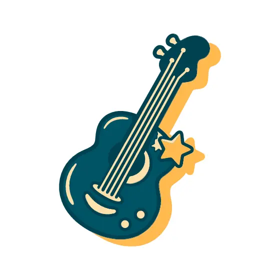 Teal Electric Guitar With Star Sticker