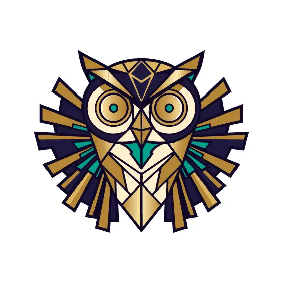Art Deco Owl With Sunburst Wings