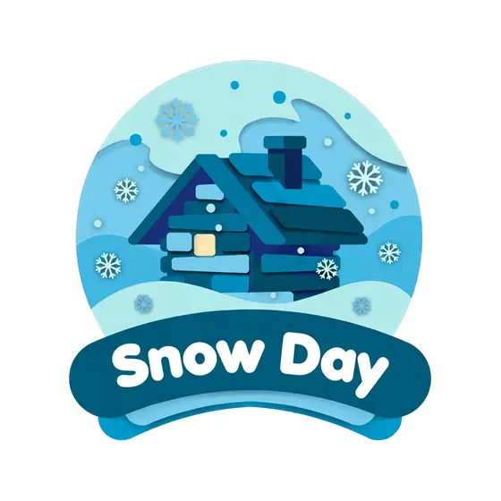 Snow Globe Cabin With Snow Day Banner