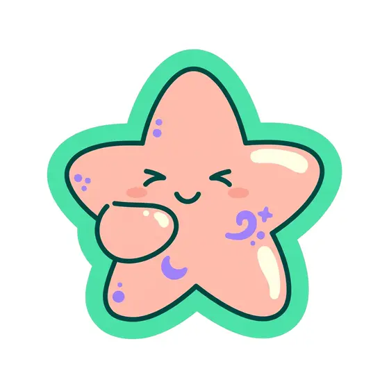 Peach Starfish Winking With Sparkles