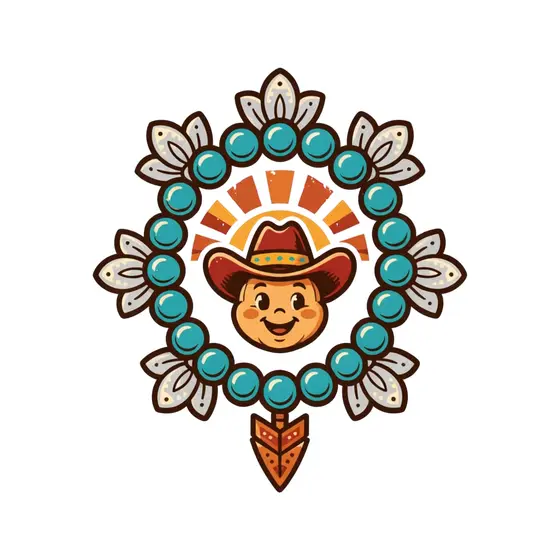 Turquoise Squash Blossom Necklace With Cowboy