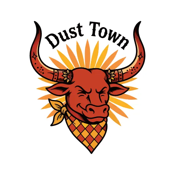 Red Longhorn Steer With Bandana