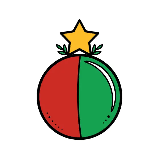 Red and Green Bauble with Star