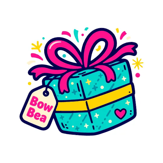 Teal Gift Box With Pink Bow