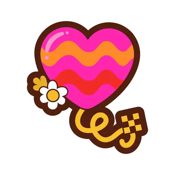Pink Wavy Heart Balloon With Daisy
