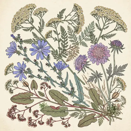 Botanical Wildflower Study on Parchment