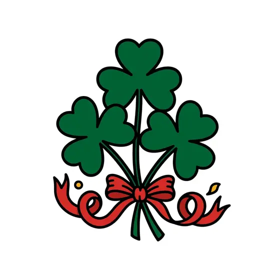 Three Shamrock Leaves With Red Ribbon