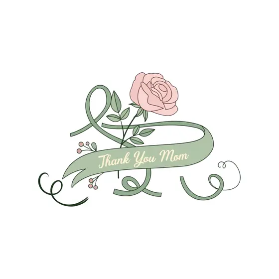 Rose Over Coiled Ribbon Thank You Mom