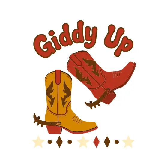 Red and Mustard Boots with Giddy Up