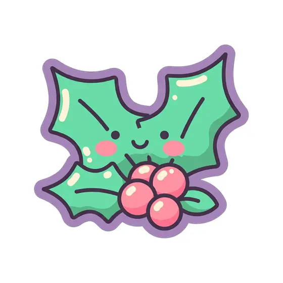 Wide Mint Holly Sprig Sticker
