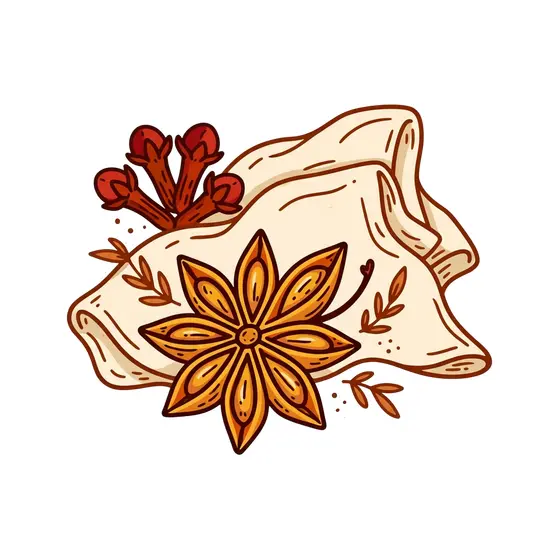 Star Anise Over Cloves and Sprigs