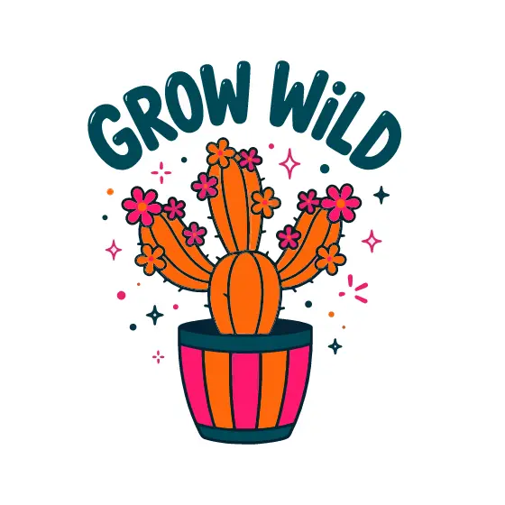 Grow Wild Cactus in Pink Striped Pot