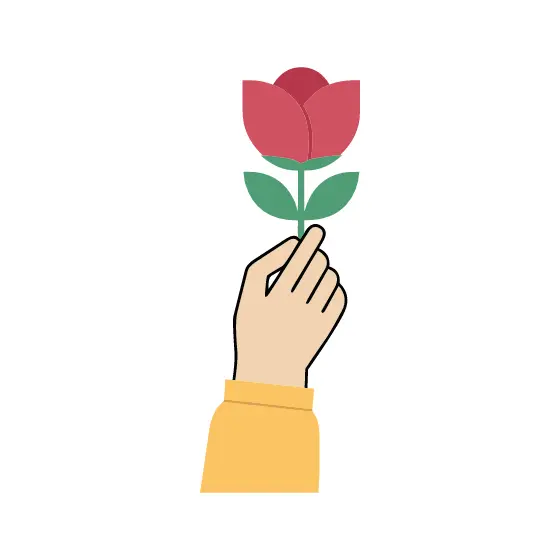 Upward Hand Holding Pink Flower