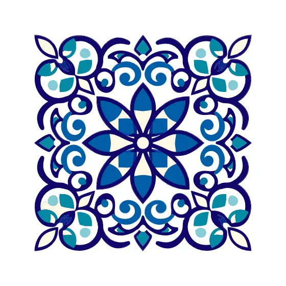 Blue Floral Victorian Tile Design