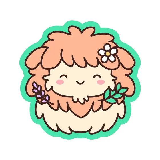 Sleepy Highland Cow With Lavender and Leaf