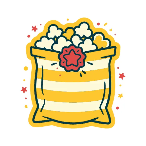 Yellow Striped Popcorn Bag With Red Seal