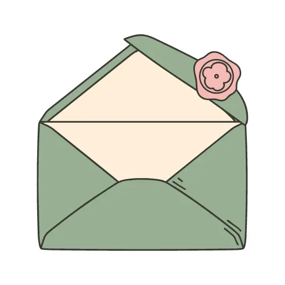 Open Envelope With Flower Seal Flap