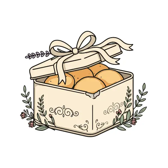 Square Cookie Tin With Ribbon Bow