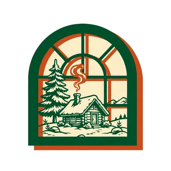 Offset Arched Window Cabin Sticker