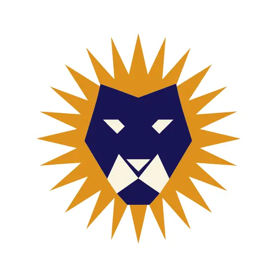 Angular Gold Starburst Lion Badge