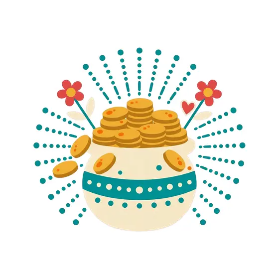 Pot Of Gold With Sunburst