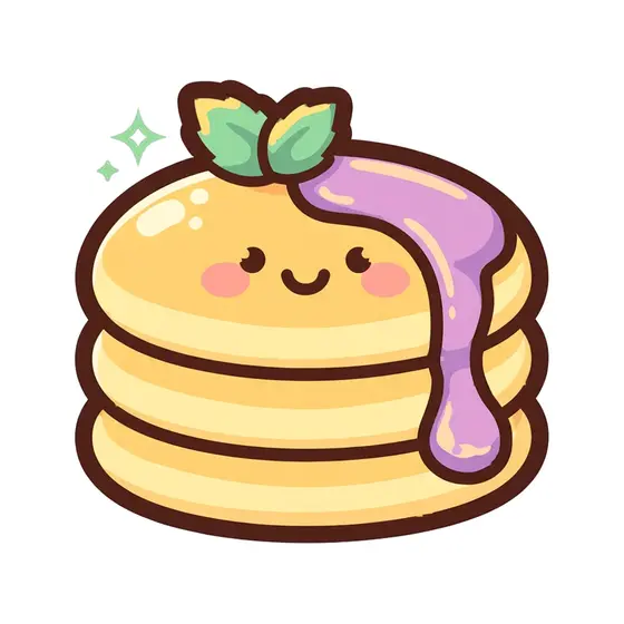 Kawaii Pancake Stack With Lilac Syrup