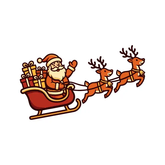 Santa Waving From Reindeer Sleigh