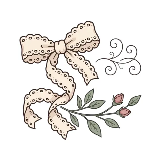 Cream Lace Bow Flourish And Roses