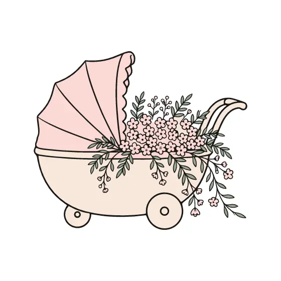 Rounded Pram With Trailing Blooms