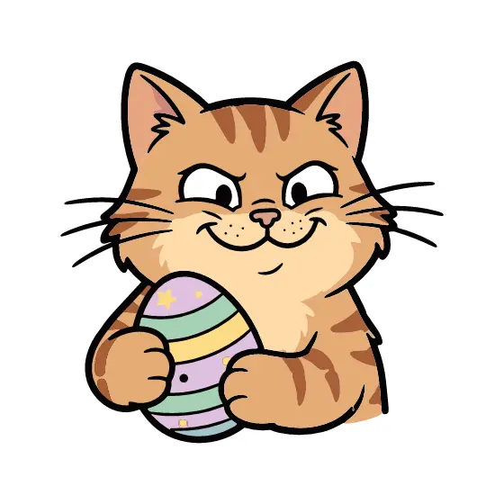 Smug Tabby Cat With Star Egg