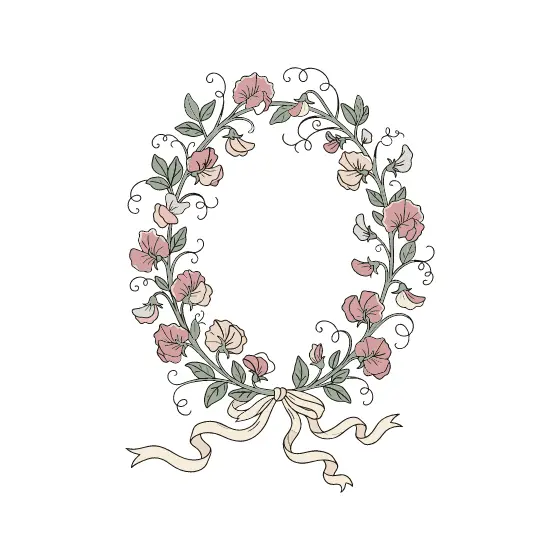 Dusty Rose Sweet Pea Oval Wreath