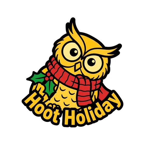 Yellow Owl With Red Scarf Sticker