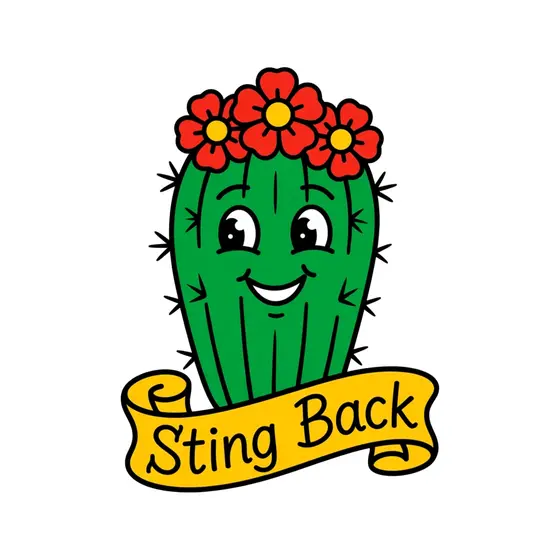 Smiling Cactus With Red Blossoms Banner