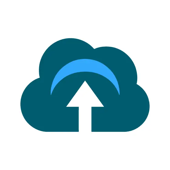 Cloud Upload Icon with Blue Arc