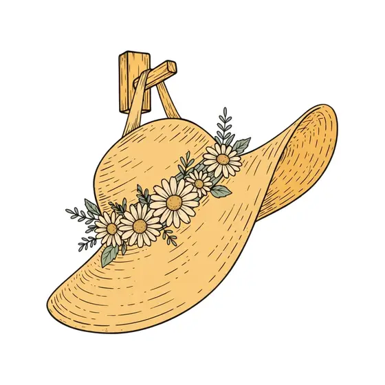 Straw Sun Hat With Daisy Ribbon