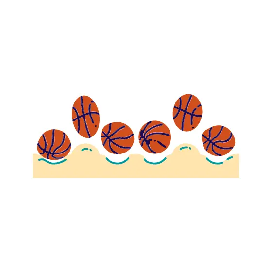Basketballs Resting in Cream Bumps
