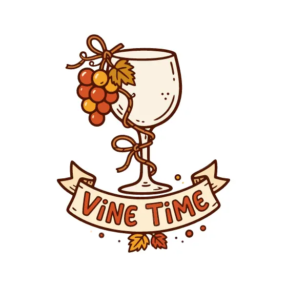 Vine Time Wine Glass With Grape Bunch