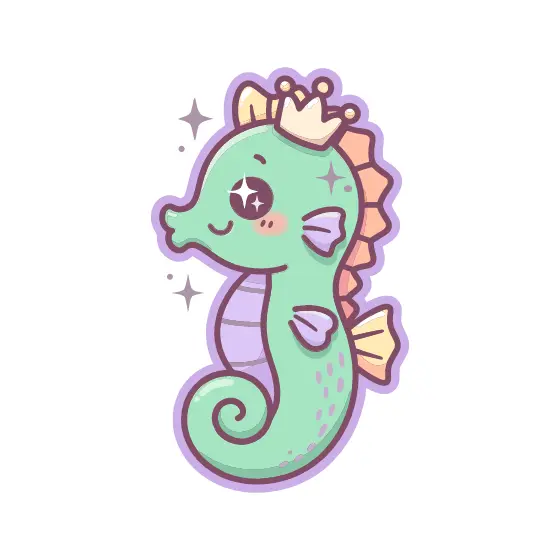 Pastel Seahorse With Golden Crown