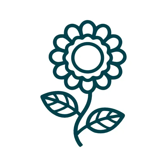 Teal Flower Icon With Curved Stem