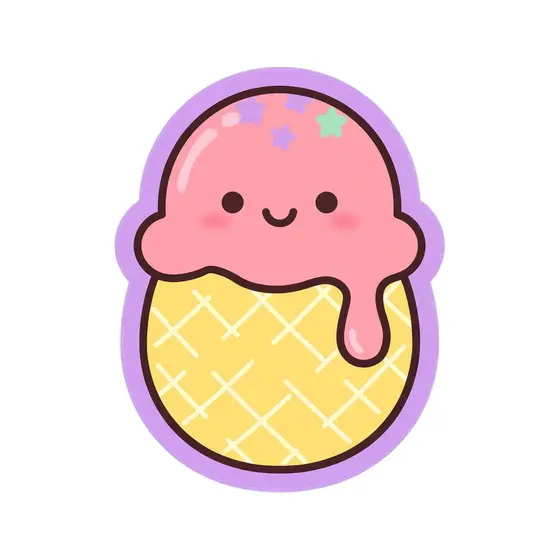 Strawberry Ice Cream Scoop Sticker
