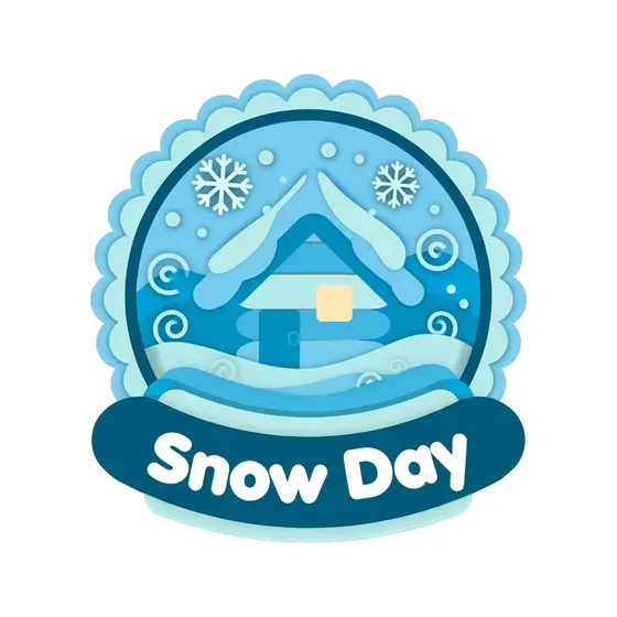 Scalloped Frame Cabin Snow Day Badge