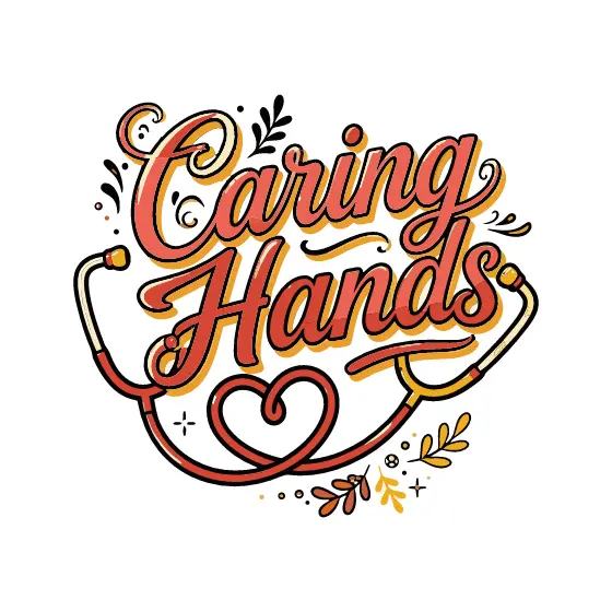 Caring Hands Red Stethoscope Script Sticker